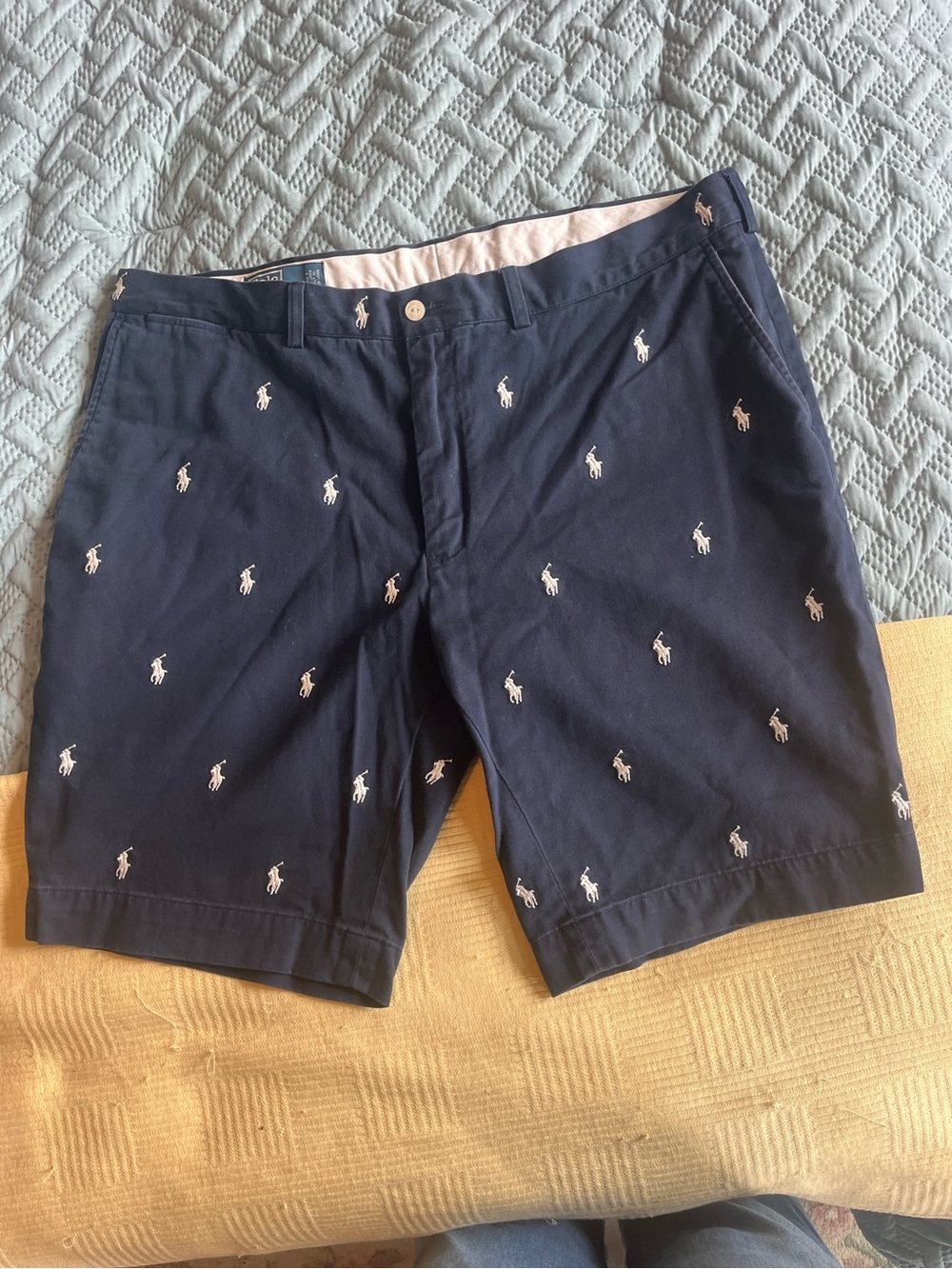 Polo Ralph Lauren Men’s Navy Embroidered Pony Chino Shorts Size 40 Preppy Cotton
